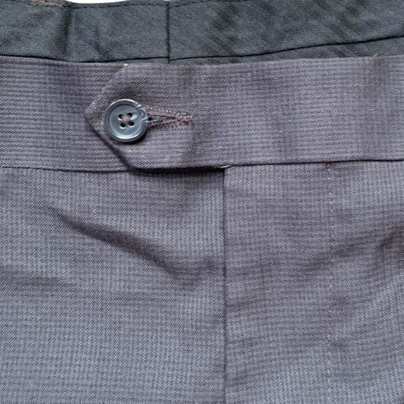 GS Perfect Fit Trousers Dark Gray Tailored Herringbone Striped Pants 48/32 - Picture 3 of 7